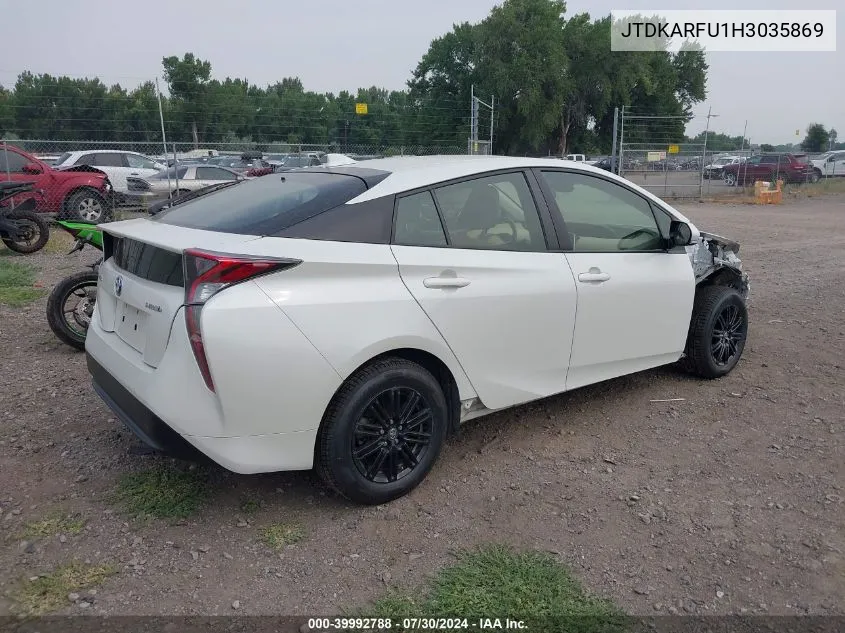 JTDKARFU1H3035869 2017 Toyota Prius Three