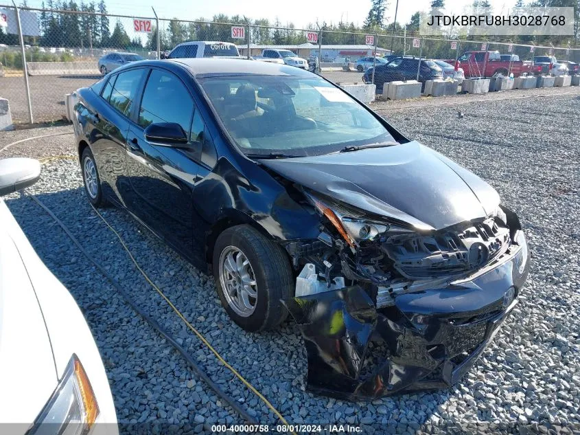 JTDKBRFU8H3028768 2017 Toyota Prius Two