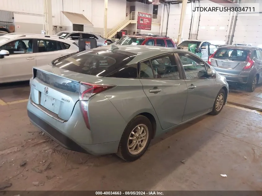 2017 Toyota Prius Four VIN: JTDKARFU5H3034711 Lot: 40034663