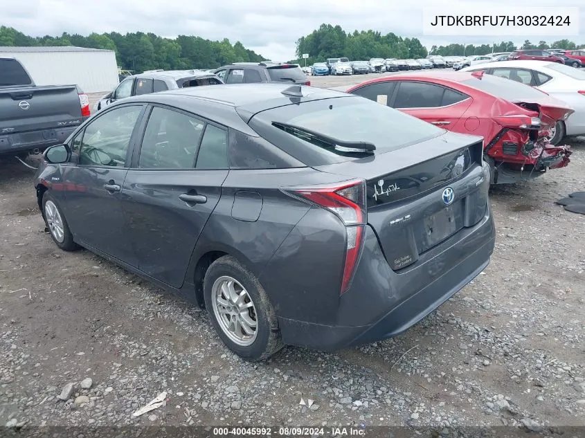 JTDKBRFU7H3032424 2017 Toyota Prius Two