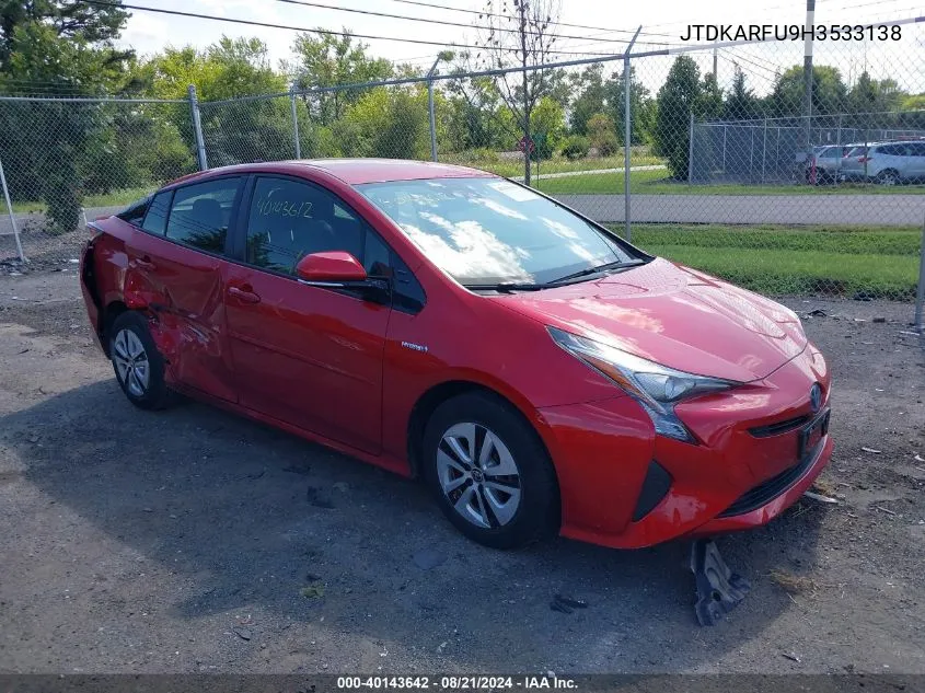 2017 Toyota Prius Three VIN: JTDKARFU9H3533138 Lot: 40143642