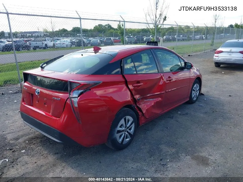 JTDKARFU9H3533138 2017 Toyota Prius Three