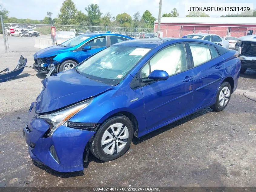 2017 Toyota Prius Three VIN: JTDKARFUXH3531429 Lot: 40214877