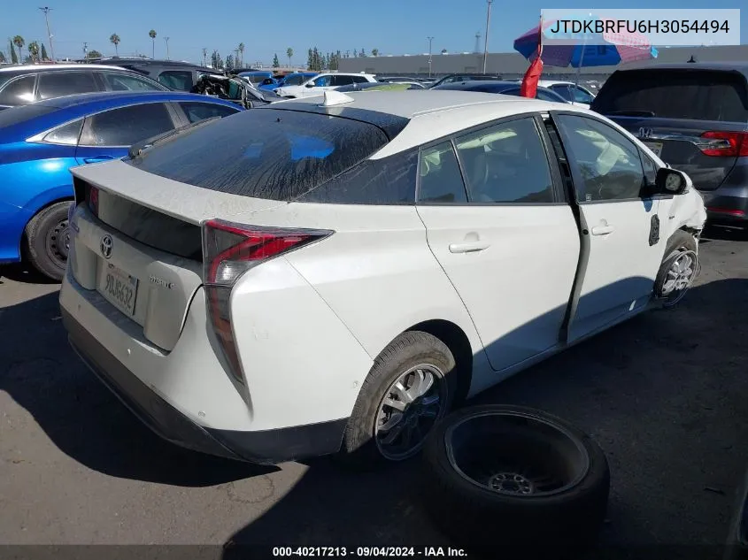 2017 Toyota Prius VIN: JTDKBRFU6H3054494 Lot: 40217213