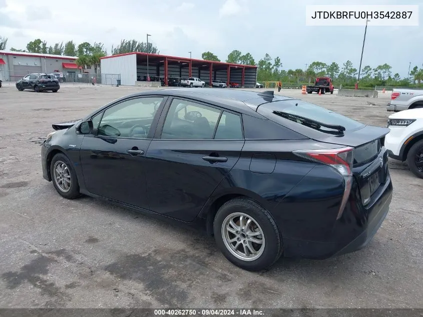 2017 Toyota Prius Two VIN: JTDKBRFU0H3542887 Lot: 40262750