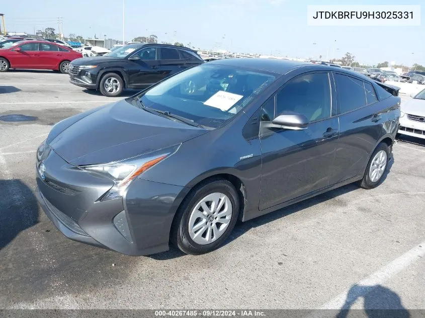 2017 Toyota Prius Two VIN: JTDKBRFU9H3025331 Lot: 40267485