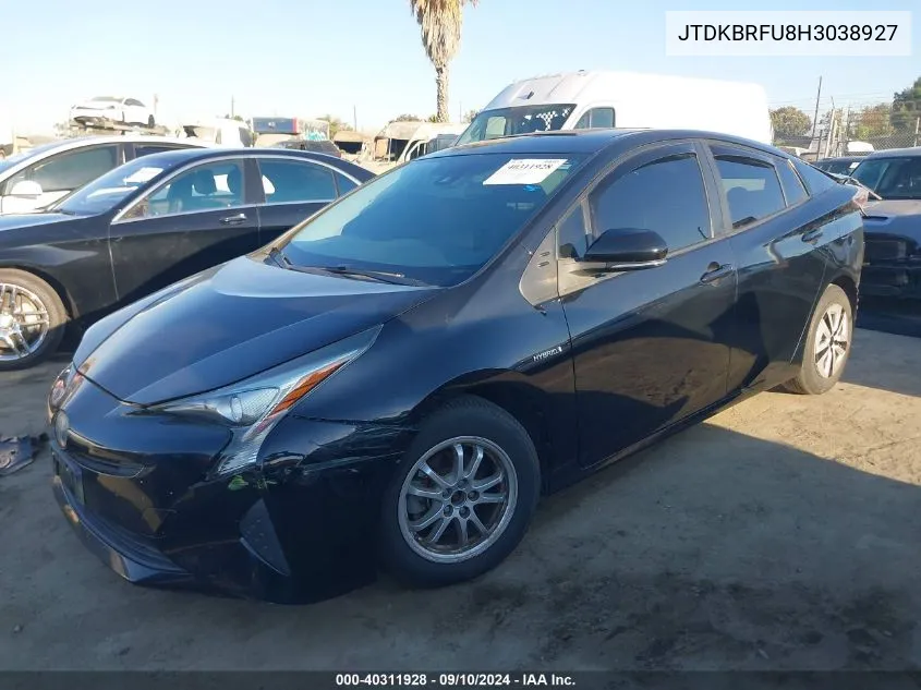 JTDKBRFU8H3038927 2017 Toyota Prius Two