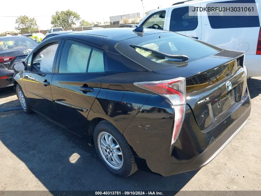 2017 Toyota Prius VIN: JTDKBRFU3H3031061 Lot: 40313751