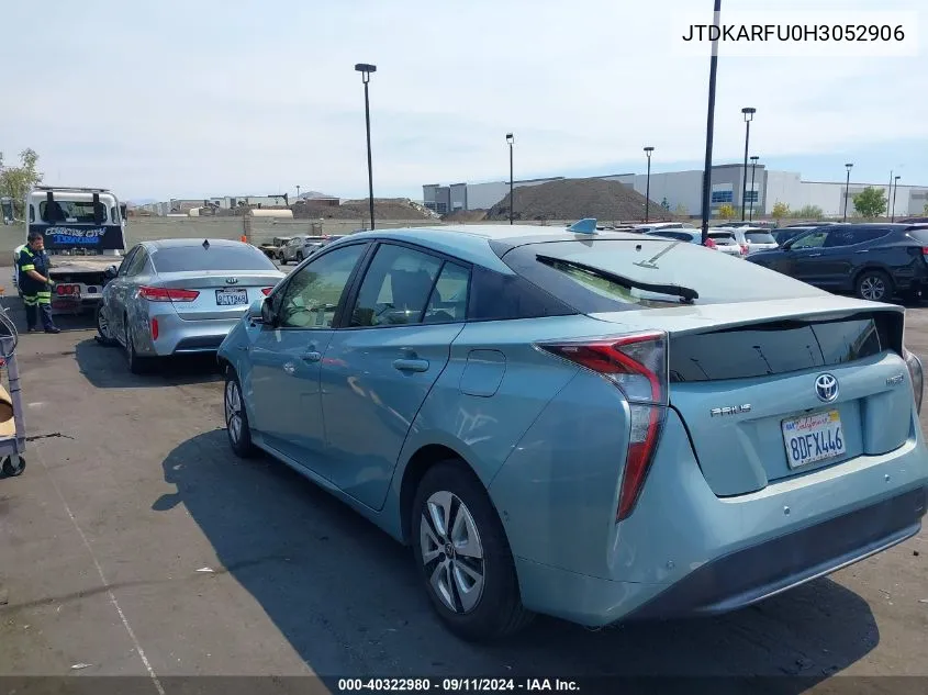 2017 Toyota Prius Three VIN: JTDKARFU0H3052906 Lot: 40322980