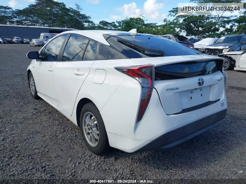 2017 Toyota Prius Four/Four Touring/One/Three/Three Touring/Two/Two Eco VIN: JTDKBRFU4H3034244 Lot: 40417801