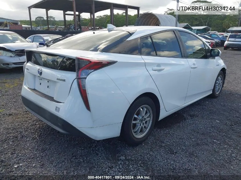 2017 Toyota Prius Four/Four Touring/One/Three/Three Touring/Two/Two Eco VIN: JTDKBRFU4H3034244 Lot: 40417801