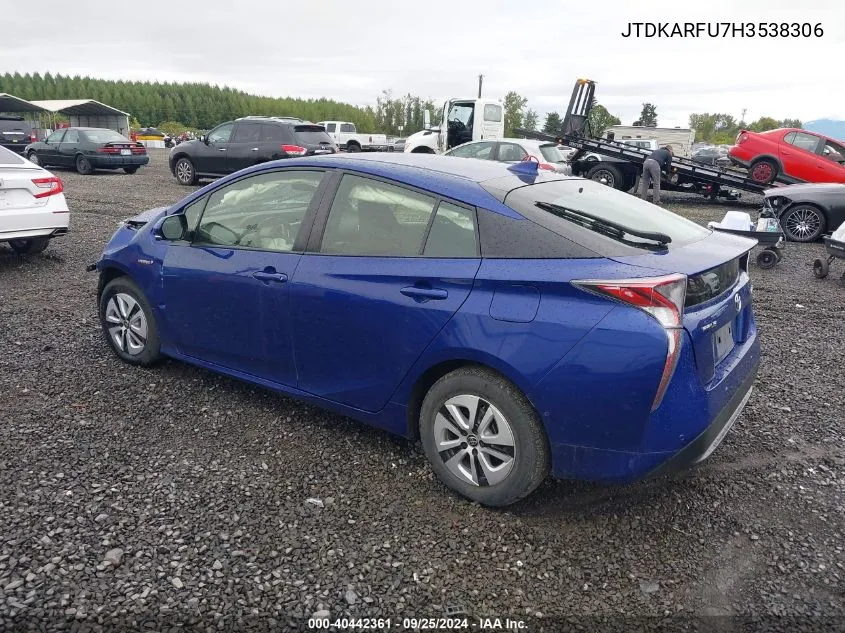 2017 Toyota Prius Three VIN: JTDKARFU7H3538306 Lot: 40442361