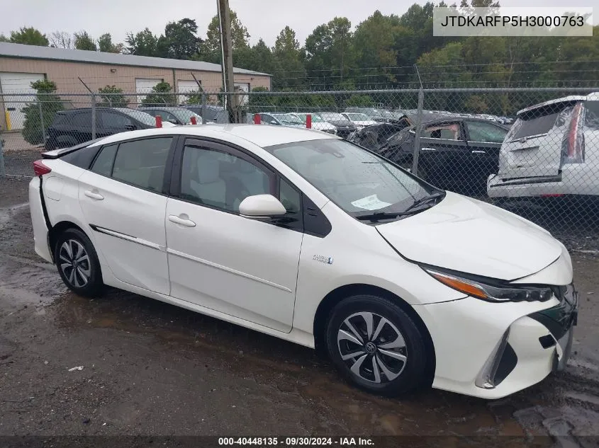 2017 Toyota Prius Prime Premium VIN: JTDKARFP5H3000763 Lot: 40448135