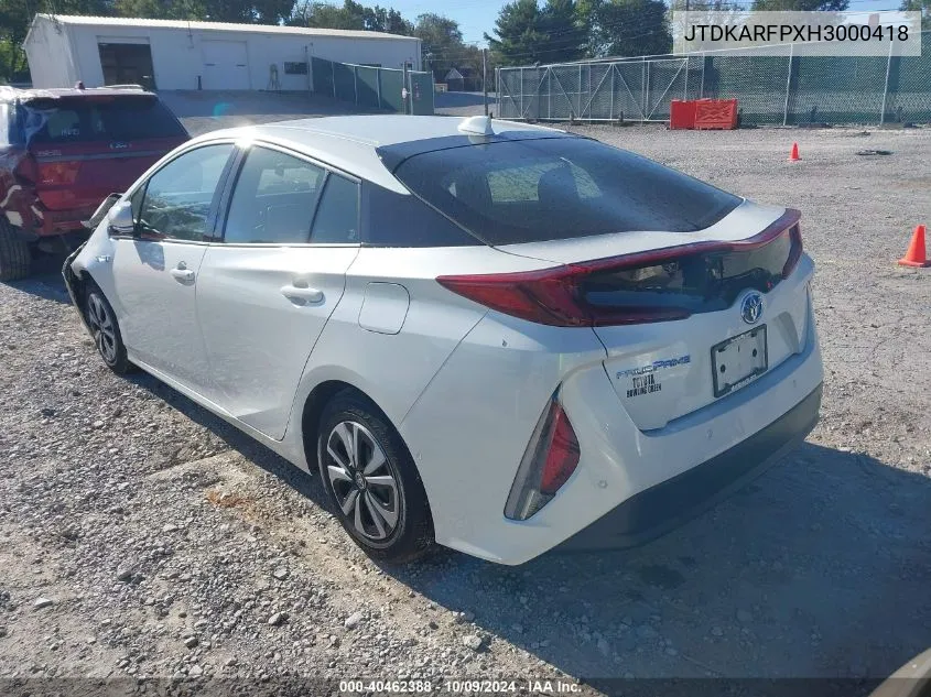 2017 Toyota Prius Prime VIN: JTDKARFPXH3000418 Lot: 40462388