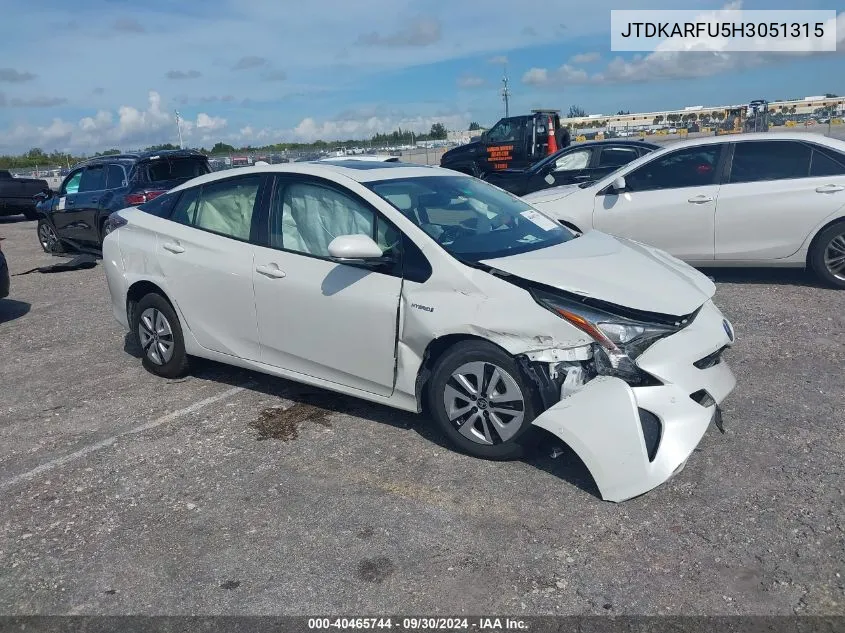 2017 Toyota Prius VIN: JTDKARFU5H3051315 Lot: 40465744