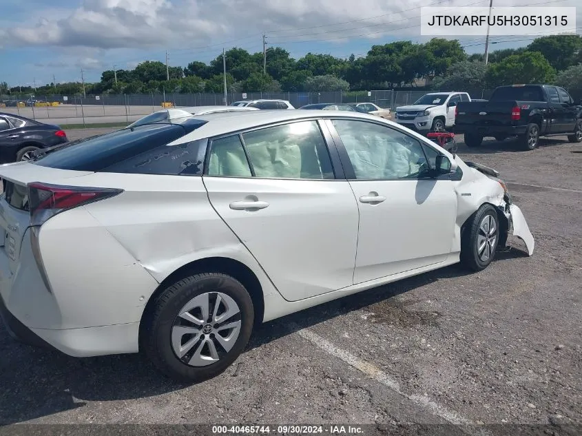 2017 Toyota Prius VIN: JTDKARFU5H3051315 Lot: 40465744