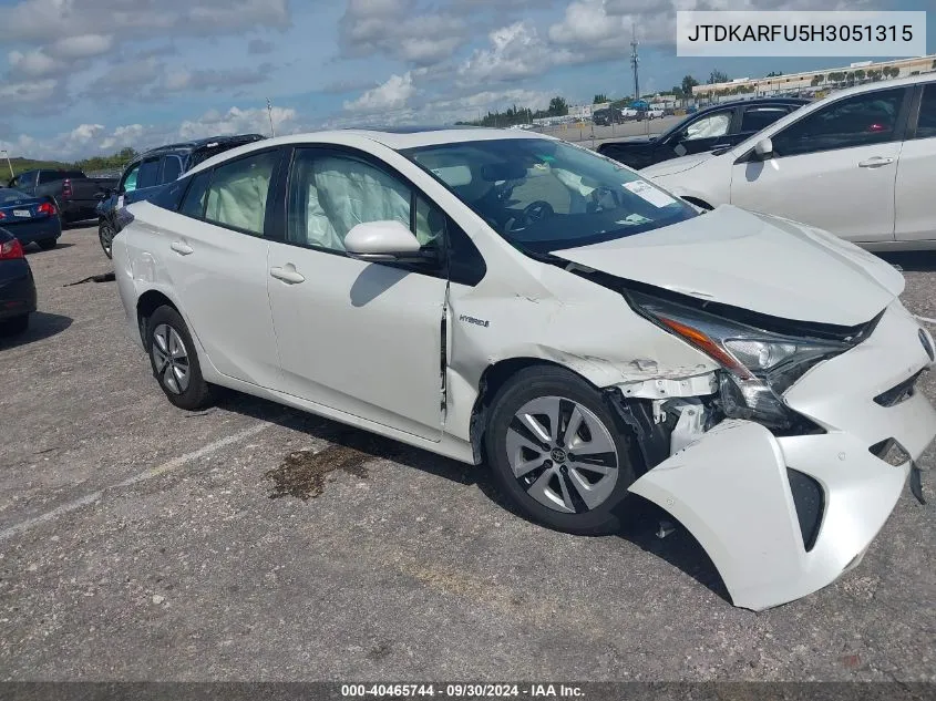 2017 Toyota Prius VIN: JTDKARFU5H3051315 Lot: 40465744