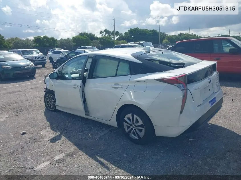 2017 Toyota Prius VIN: JTDKARFU5H3051315 Lot: 40465744