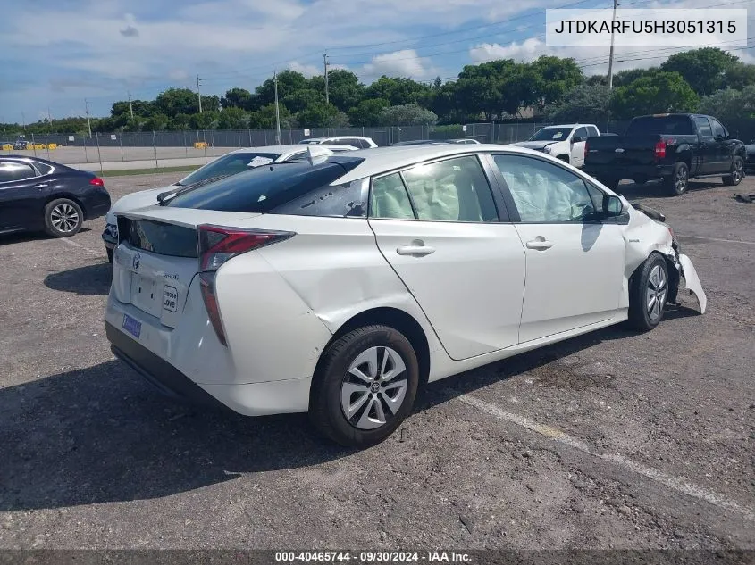 2017 Toyota Prius VIN: JTDKARFU5H3051315 Lot: 40465744