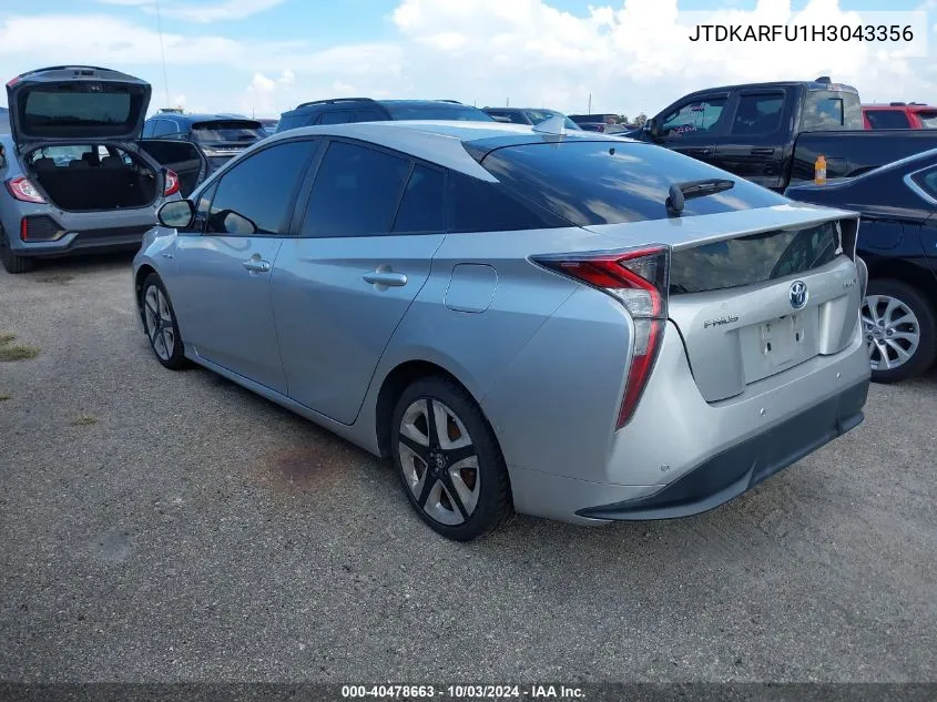 2017 Toyota Prius Four Touring VIN: JTDKARFU1H3043356 Lot: 40478663