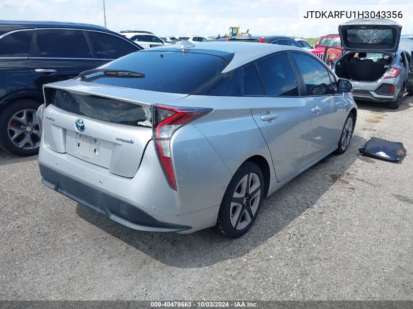 2017 Toyota Prius Four Touring VIN: JTDKARFU1H3043356 Lot: 40478663