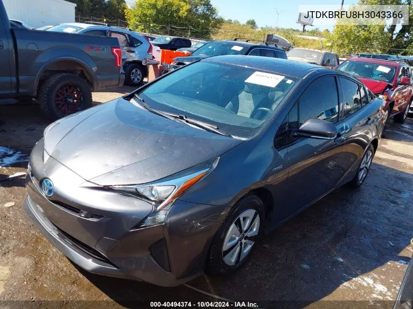 2017 Toyota Prius Two VIN: JTDKBRFU8H3043366 Lot: 40494374