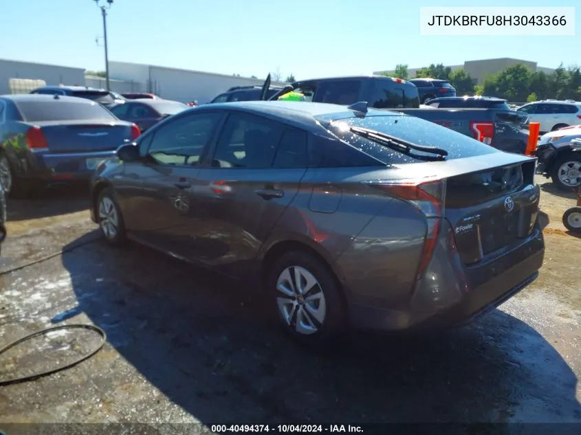 2017 Toyota Prius Two VIN: JTDKBRFU8H3043366 Lot: 40494374