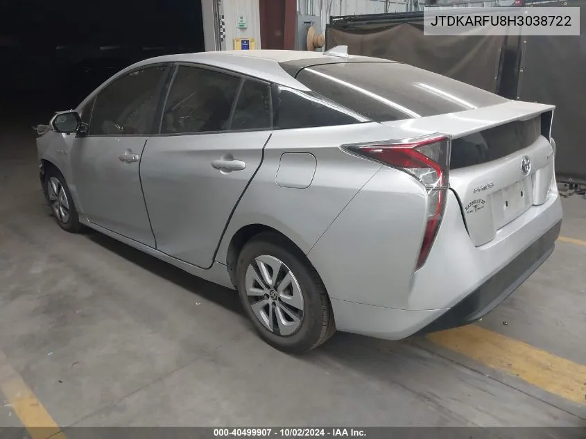 2017 Toyota Prius Two Eco VIN: JTDKARFU8H3038722 Lot: 40499907