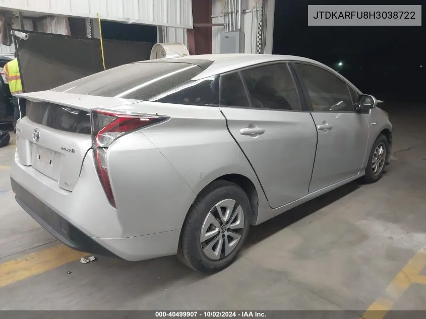 2017 Toyota Prius Two Eco VIN: JTDKARFU8H3038722 Lot: 40499907