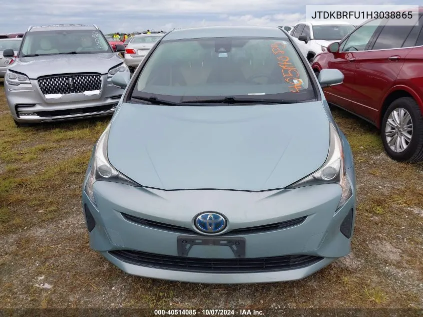 2017 Toyota Prius VIN: JTDKBRFU1H3038865 Lot: 40514085