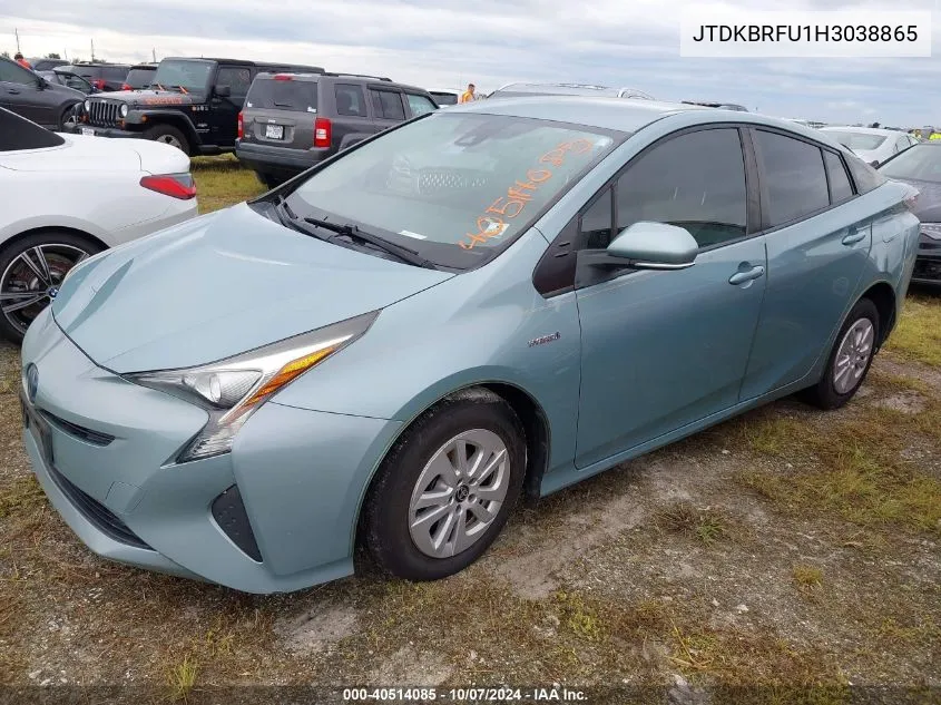 2017 Toyota Prius VIN: JTDKBRFU1H3038865 Lot: 40514085