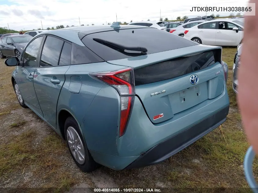 2017 Toyota Prius VIN: JTDKBRFU1H3038865 Lot: 40514085