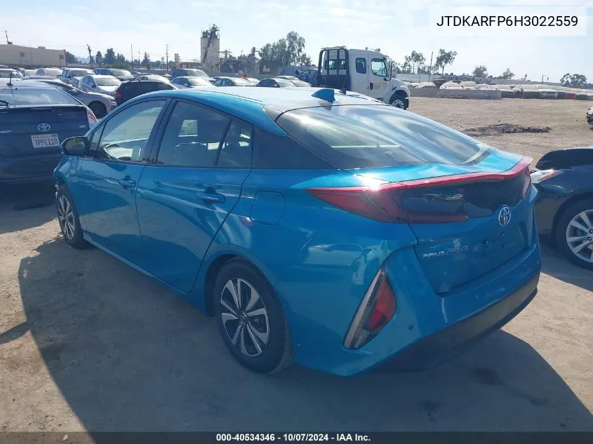 2017 Toyota Prius Prime Advanced VIN: JTDKARFP6H3022559 Lot: 40534346