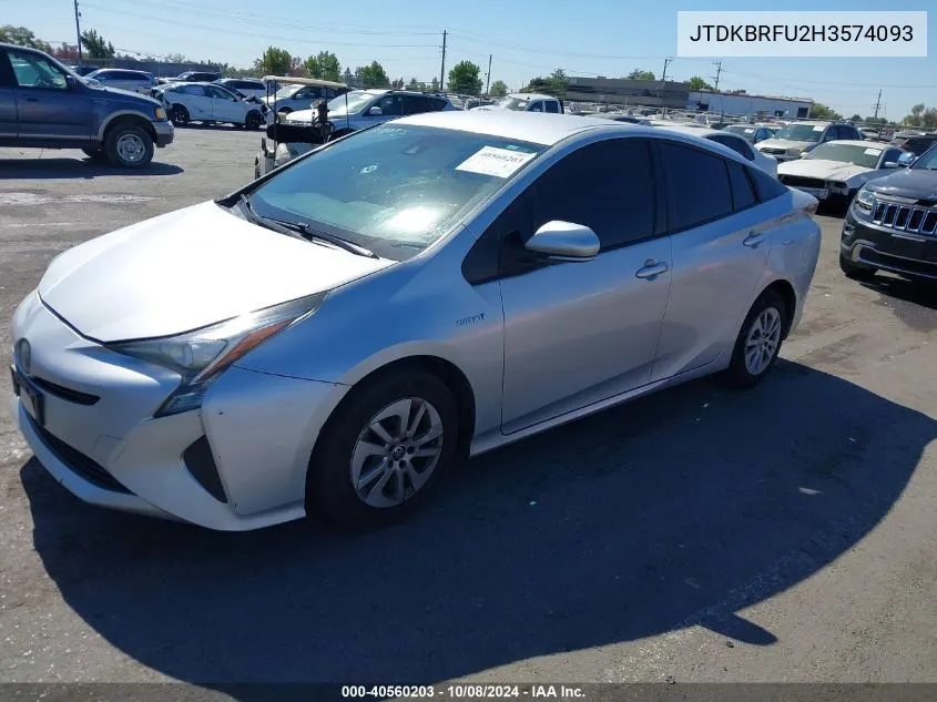 2017 Toyota Prius One VIN: JTDKBRFU2H3574093 Lot: 40560203