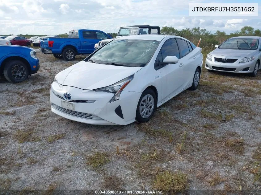 2017 Toyota Prius Two VIN: JTDKBRFU7H3551652 Lot: 40598813