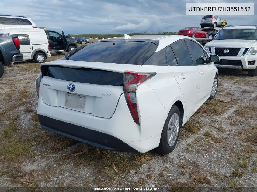 2017 Toyota Prius Two VIN: JTDKBRFU7H3551652 Lot: 40598813