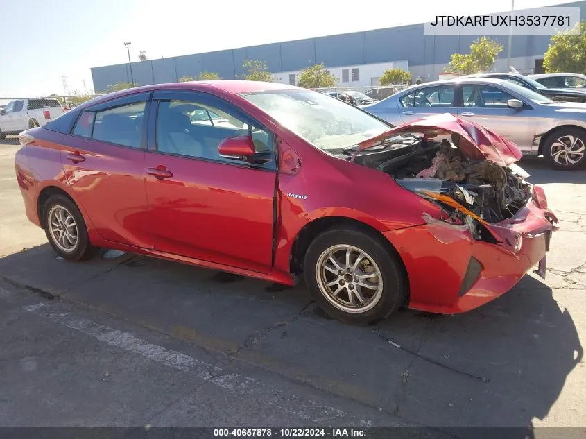 2017 Toyota Prius Three VIN: JTDKARFUXH3537781 Lot: 40657878