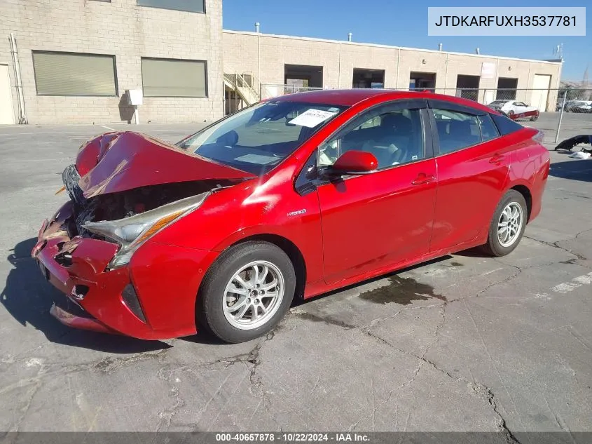 2017 Toyota Prius Three VIN: JTDKARFUXH3537781 Lot: 40657878