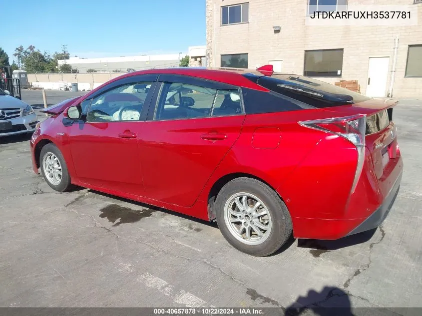 2017 Toyota Prius Three VIN: JTDKARFUXH3537781 Lot: 40657878