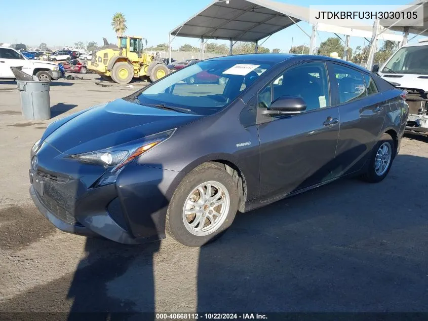 2017 Toyota Prius Two VIN: JTDKBRFU3H3030105 Lot: 40668112