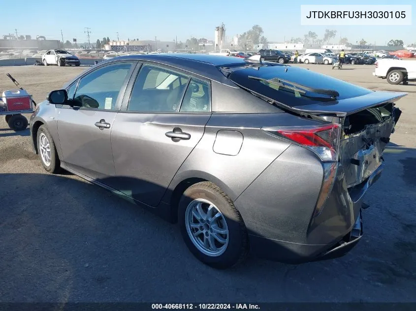 2017 Toyota Prius Two VIN: JTDKBRFU3H3030105 Lot: 40668112