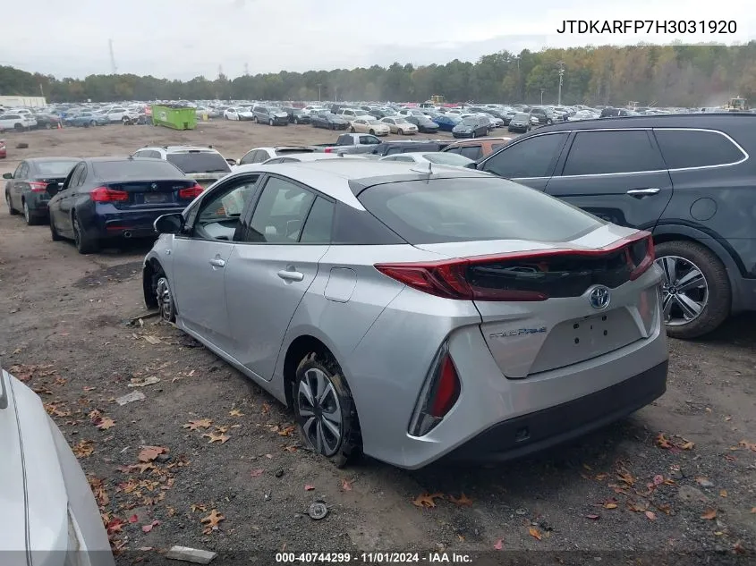 2017 Toyota Prius Prime Premium VIN: JTDKARFP7H3031920 Lot: 40744299