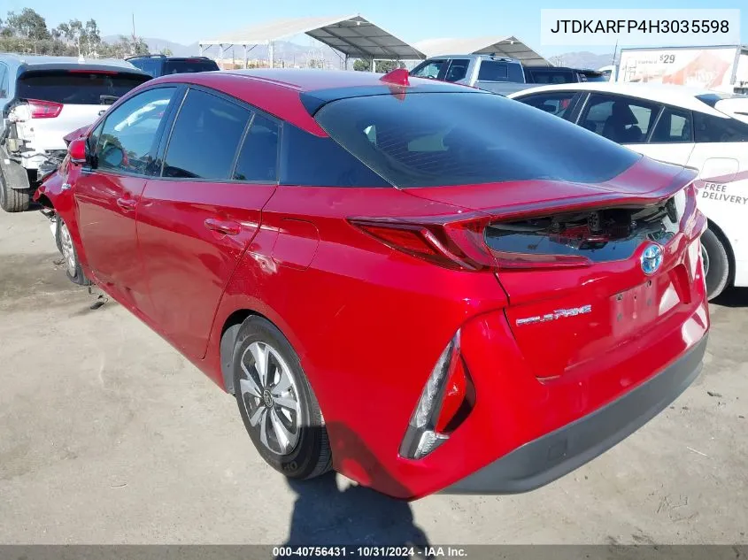 2017 Toyota Prius Prime Premium VIN: JTDKARFP4H3035598 Lot: 40756431