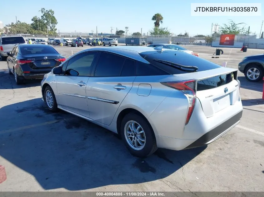 2017 Toyota Prius Two VIN: JTDKBRFU1H3035870 Lot: 40804885