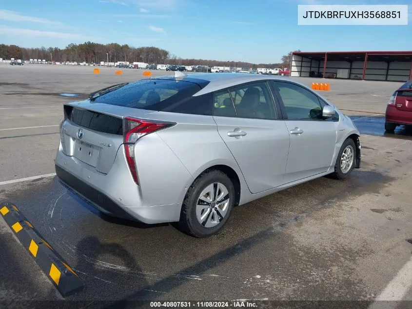 2017 Toyota Prius Two VIN: JTDKBRFUXH3568851 Lot: 40807531