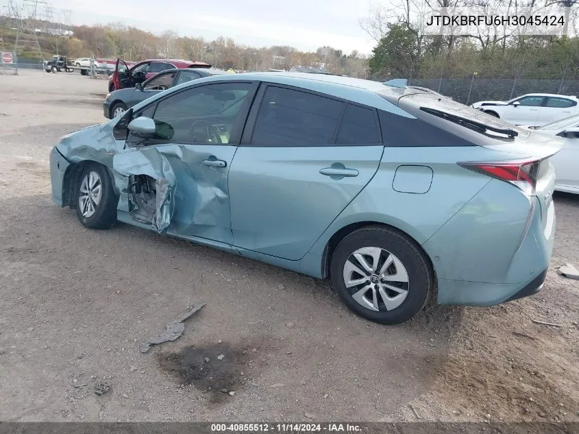 2017 Toyota Prius Two VIN: JTDKBRFU6H3045424 Lot: 40855512