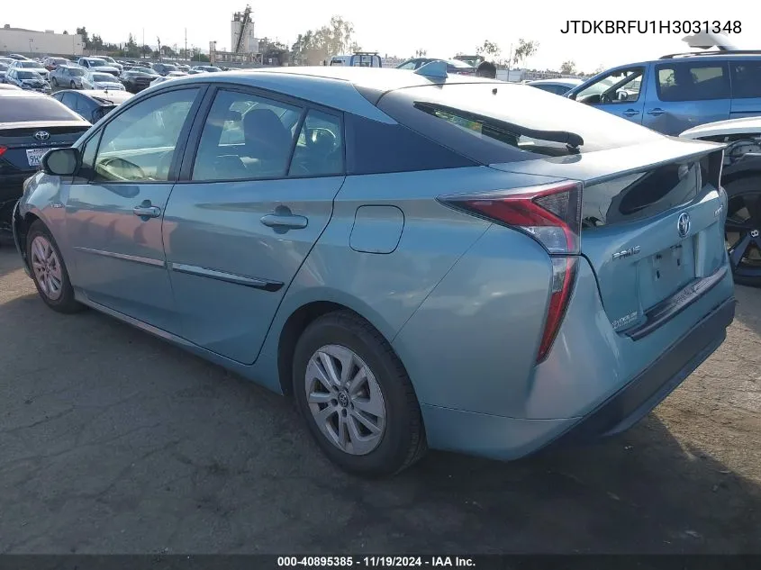 2017 Toyota Prius Two VIN: JTDKBRFU1H3031348 Lot: 40895385