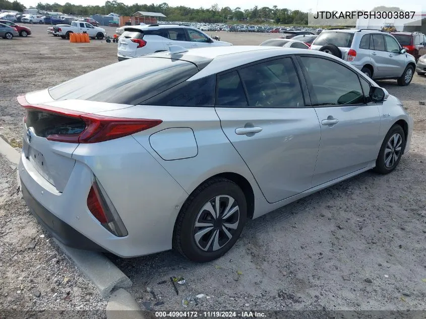 2017 Toyota Prius Prime Advanced VIN: JTDKARFP5H3003887 Lot: 40904172