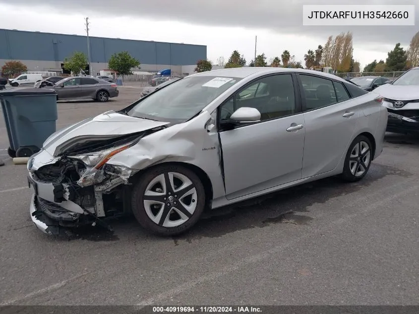 2017 Toyota Prius Three Touring VIN: JTDKARFU1H3542660 Lot: 40919694