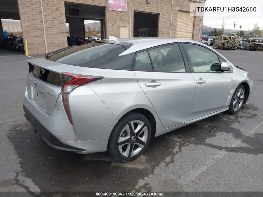 2017 Toyota Prius Three Touring VIN: JTDKARFU1H3542660 Lot: 40919694